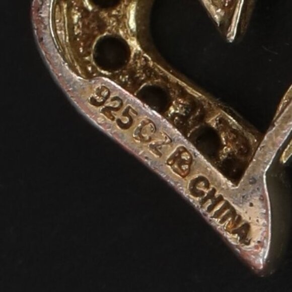 Auth ROSS SIMONS Two Hearts Gold / Sterling Silver Necklace Pendant Diamond Simu - Picture 4 of 6